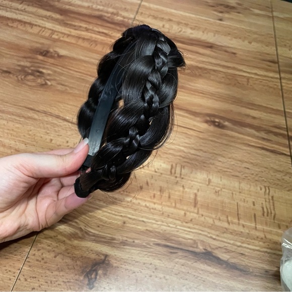 Double Braided Hair Headband Micro Braid Dark Black Brown